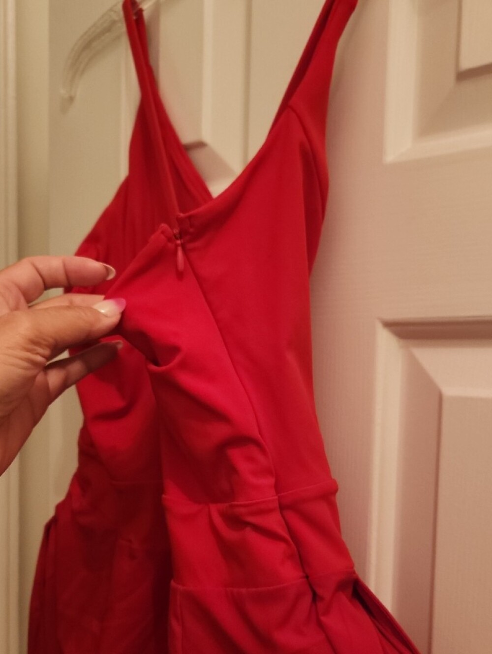 HALARA Cherry Red V-Neck Wide-Leg Jumpsuit NEVER WORN. - Picture 7 of 8
